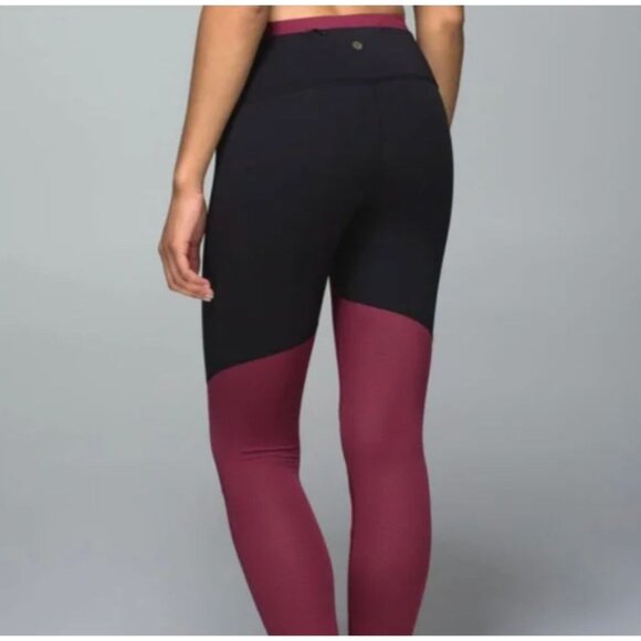 Lululemon All You Need Colorblock Leggings Tights 2 Black Dashing Purple Magenta - Picture 1 of 10